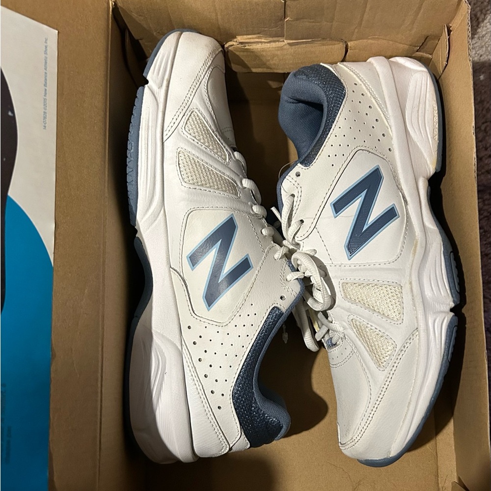 New Balance White and Navy Athletic Shoes Womens